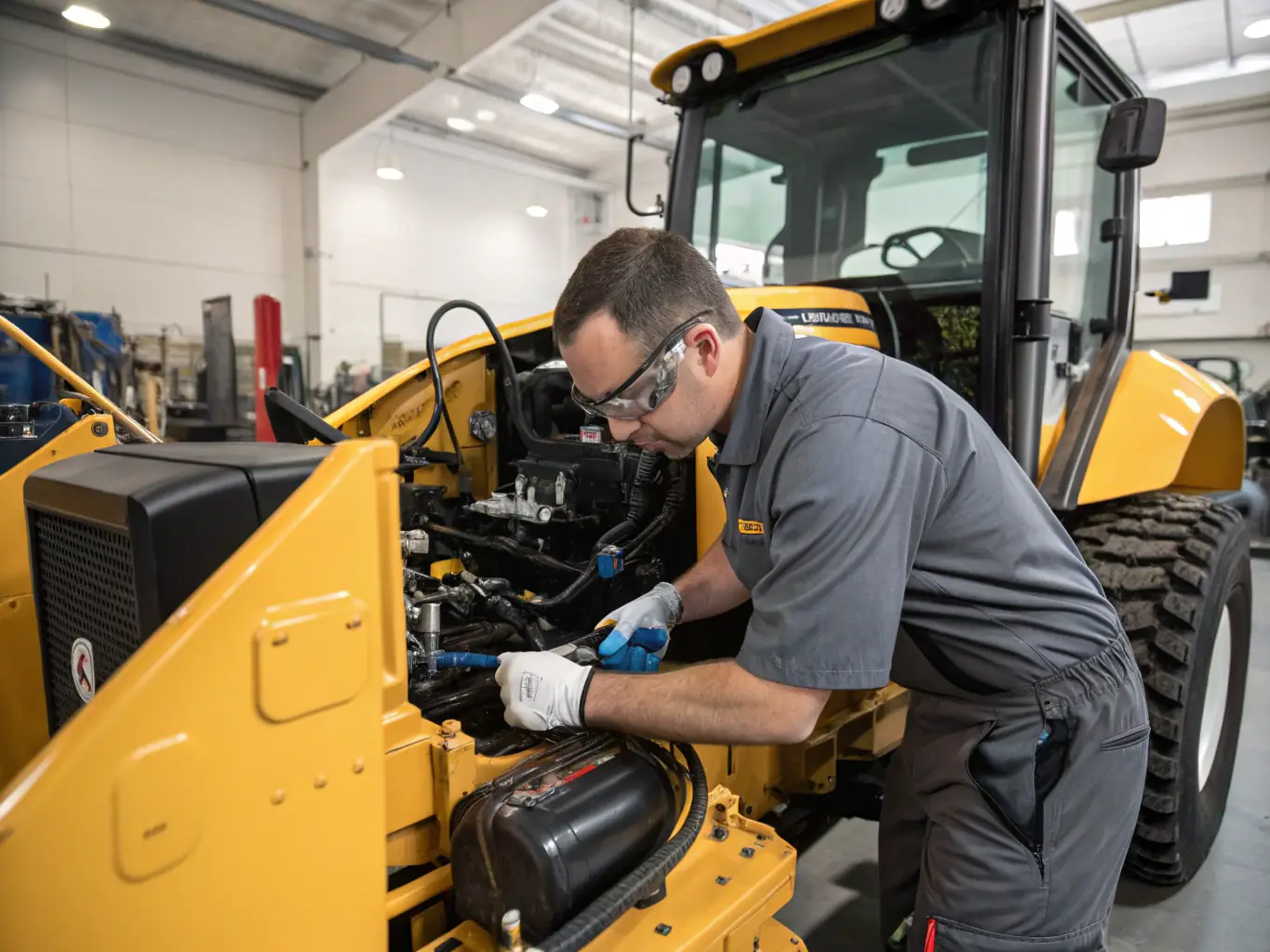 Technicians performing maintenance on heavy machinery at a workshop, demonstrating 2gIndustrial's commitment to keeping equipment running smoothly through comprehensive maintenance and repair services.